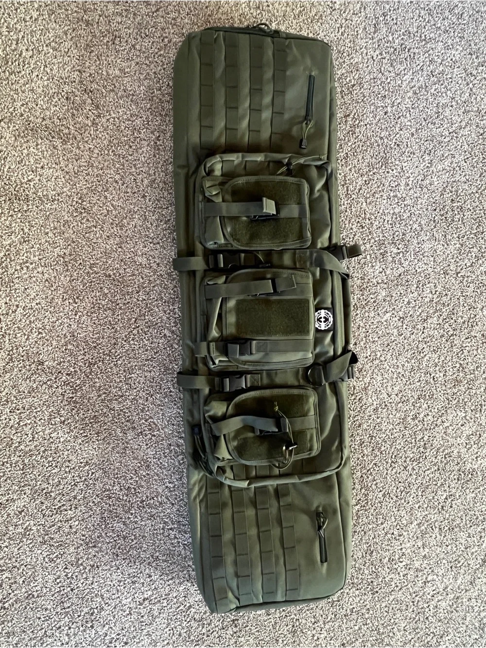 Tactical Olive Green Rifle Case with Pouches with back pack straps MOLLE webbing